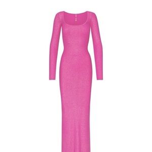NEW WITH TAGS SKIMS Fuchsia Long Sleeve SHIMMER Dress